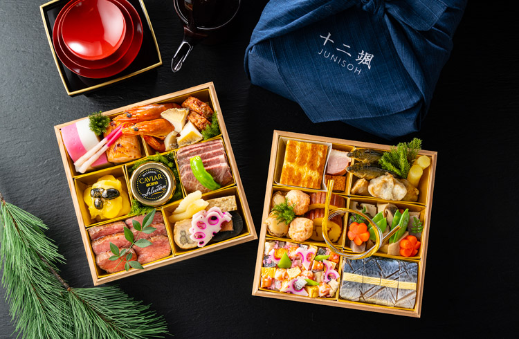【 ヒルトン東京おせち】日本料理「十二颯」会席、寿司、鉄板焼 3名の料理長のコラボレーションおせち